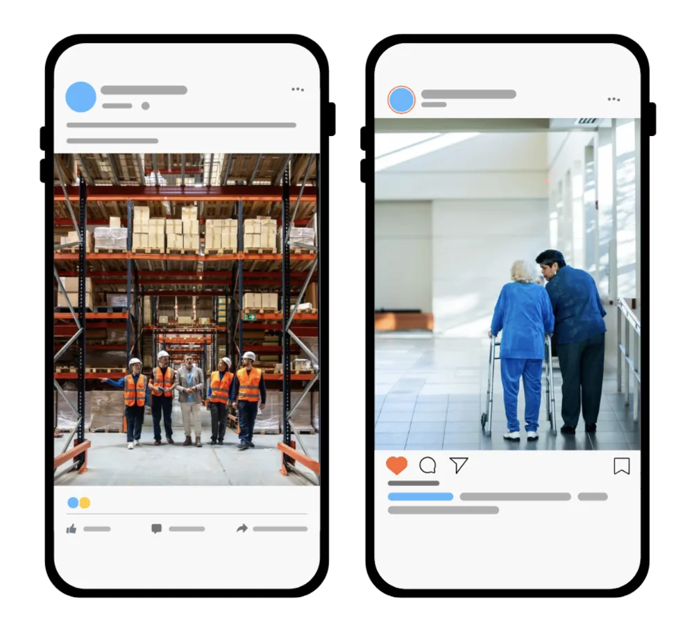 Voorbeeld van een vacatureadvertentie op Instagram en Facebook